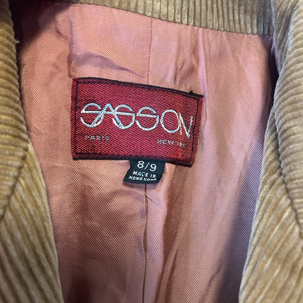 Sasson Vintage One  Button Cotton Corduroy Blazer Brown Pockets - Picture 3 of 4